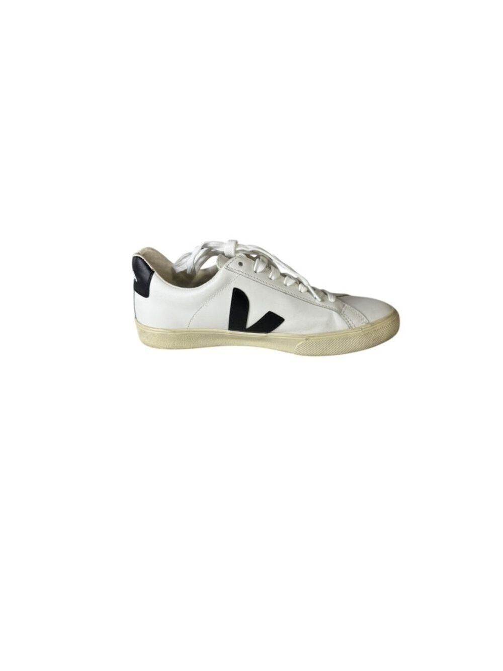 Women's Veja White Black Esplar Leather Sneakers Size 6 - Picture 3 of 8